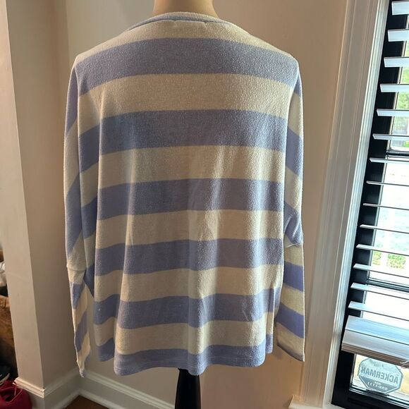 Promesa Striped Batswing Sleeve Oversized Knit Top - Picture 2 of 4